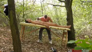 Tattooed European Masseur Delivers Bareback Massage Outdoors