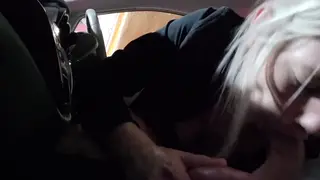 Blonde Petite Gives Blowjob Outdoors at Club