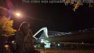 Busty Brunette MILF Jerks Boyfriend Outdoors in Public