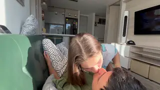 Blonde Latina Stepdaughter Teases Her Stepfather with a Blowjob