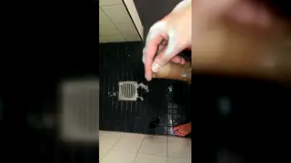 Stranger Drains Cock Through Gloryhole Partition