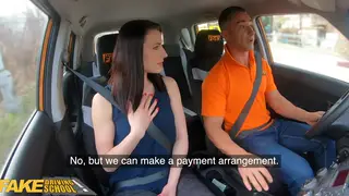 Petite Brunette Seduces Driving Instructor Outdoors
