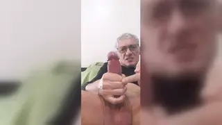 European Mature Strokes His Cock to a Messy Facial on Cam