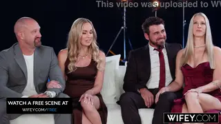 Blonde Hotwife Takes Two Cocks in Wild Orgy