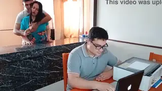 Asian BBW Cheats With Stepson While Husband Watches Nearby