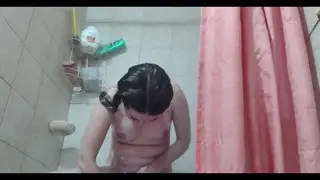 Inked Indian Teen Shows Hairy Body in Shower Solo