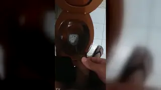 Guy Releases a Warm Stream in Close View