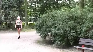 Blonde European Teen Urinates Outdoors in Public