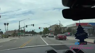 Blonde Tourist Pisses and Plays in Car During Outdoor POV