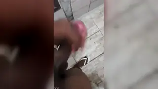 Black Twink Jerks Off in a Bathroom