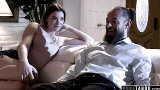 Petite Babe Gives Step-Uncle Sloppy Blowjob and Titjob
