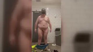 Latino Chub Strips Naked for Bathroom Solo Show