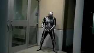 European Guy Strokes Huge Cock Outdoors At Night