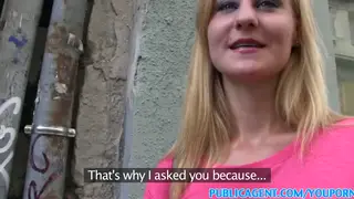 Blonde Bombshell Fucks a Stranger Outdoors POV