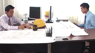 Latino Twinks Fuck Bare at Office Desk in Threesome
