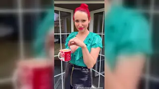 Redhead European MILF Rides in Latex Lingerie