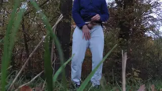 Hairy Bear Strokes His Big Cock Outdoors