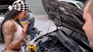 Busty Latina Deepthroats Her Coach in the Car