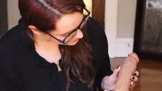 Curvy Brunette Struggles With Massive Twelve-Inch Dildo