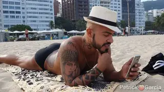 Tattooed Latino Shows Muscular Body on Beach Encounter