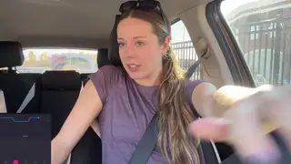 Busty Babe Rides a Toy on Gym Equipment Then Finishes in a Car