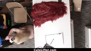 Petite Teen Shoplifter Fucks Older Guard in POV