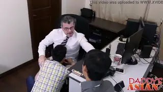 Mature Asian Daddy Leads Interracial Threesome in Doggystyle