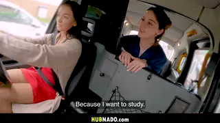 Curvy Lesbians Share Strapon and Toys in a Moving Car