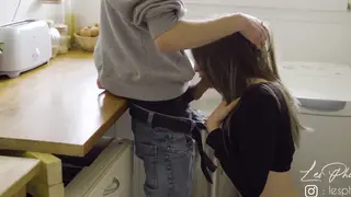 European Teen Gets a Creampie in the Kitchen After a Blowjob