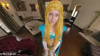 Blonde Cosplayer Rides to Creampie in VR POV