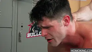 Muscular Studs Rim Each Other in Locker Room