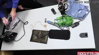 Petite Brunette Hides Toy in Purse for Holiday Hookup