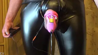 E-Stim Chastity Tease Ends in Explosive Release
