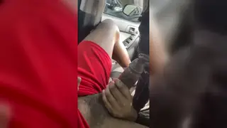 Ebony Stud Takes BBC Blowjob in Parked Car Outdoors