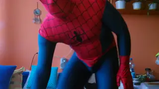 Zentai-Clad Performer Explores Fetish Play in Spidey Suit