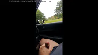 Solo Guy Strokes Himself in a Parked Car Outdoors