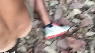 Hairy Latino Bear Gets Blown Outdoors