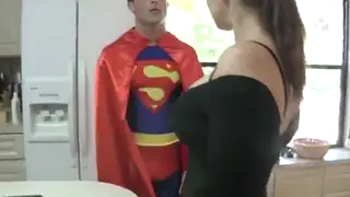 Blonde Cosplayer Teases in Superhero Roleplay