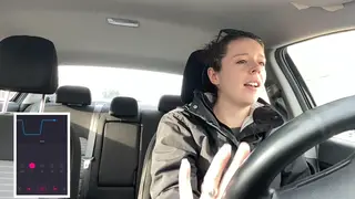 Petite Babe Edges Herself with a Toy While Driving