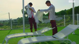 European Twinks Share Blowjob and Massage Poolside