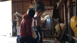 Mature Neighbour Takes Bareback Twink in Garage