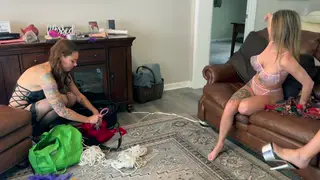 Curvy Tattooed Lesbians Battle in Lingerie Bondage