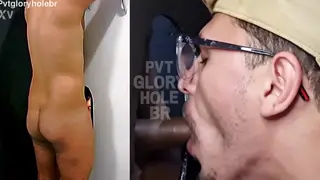 Student Visits Gloryhole for Interracial Blowjob and Facial