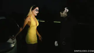 Busty Officer Delivers Deepthroat and Squirt During Halloween Stop