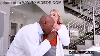 Busty Blonde MILF Rides BBC on Office Desk in Lingerie