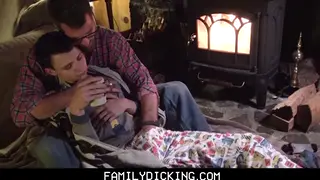 Stepdad and Stepson Share a Cabin Getaway