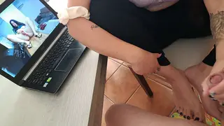 Busty Latina Stepsister Helps Stepbrother with Handjob
