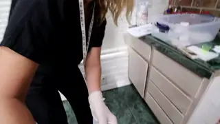 Blonde MILF Gives Clinical Handjob During Medical Exam