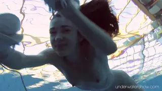 Petite European Teen Enjoys Nude Swim Outdoors