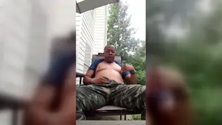 Mature Ebony Daddy Strokes Massive Cock Outdoors to Facial Finish